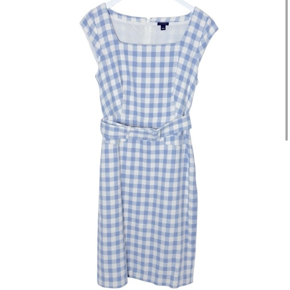 Ann Taylor Blue and White gingham belted Dress - Picture 2 of 7